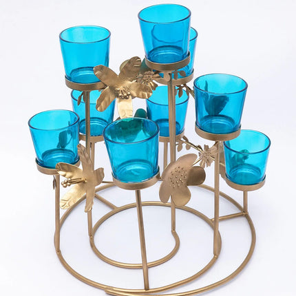 10 Pack Turquoise Glass Votive Tealight Candle Holders House Party Centerpiece Xmas Wedding Decor Glass Candlestick Party Decorations Bridal Baby Shower Event