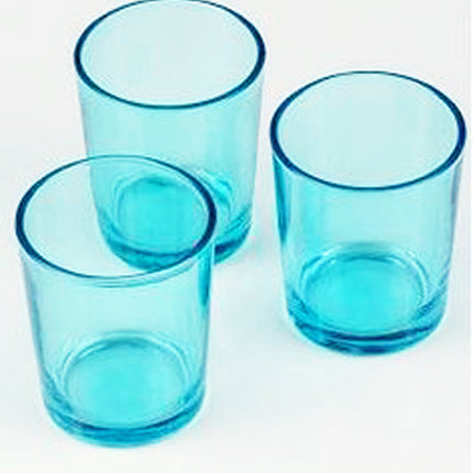 10 Pack Turquoise Glass Votive Tealight Candle Holders House Party Centerpiece Xmas Wedding Decor Glass Candlestick Party Decorations Bridal Baby Shower Event