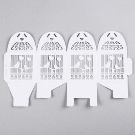 50 Piece Pack - White Dove Bird Heart Wedding Bomboniere Favor Lolly Gift Card Box