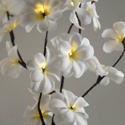 1 Set of 50cm H 20 LED White Frangipani Tree Branch Stem Fairy Light Wedding Event Party Function Table Vase Centrepiece Decoration
