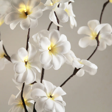 1 Set of 50cm H 20 LED White Frangipani Tree Branch Stem Fairy Light Wedding Event Party Function Table Vase Centrepiece Decoration