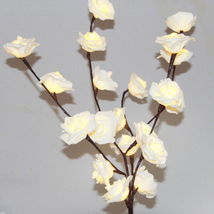 1 Set of 50cm H 20 LED White Rose Tree Branch Stem Fairy Light Wedding Event Party Function Table Vase Centrepiece Decoration