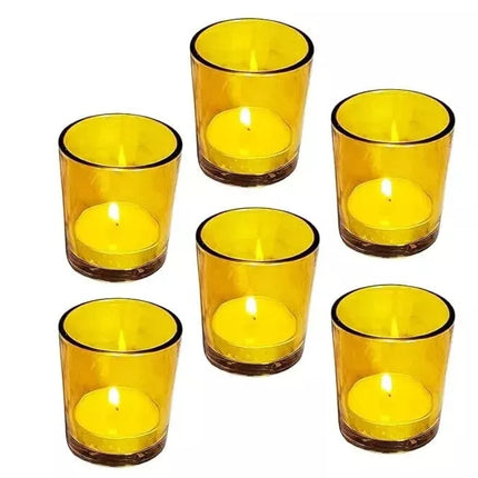 40 Bulk Yellow Glass Votive Candle Holders Table Centreoieces  Xmas Wedding Anniversary Event Recption Party Function or Home Decor