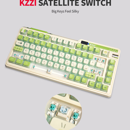KZZI K75 PRO RGB 75% Wireless Gasket Mechanical Lemon Green Keyboard, Triple Mode, Eternity Tactile Switch