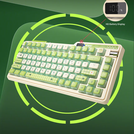 KZZI K75 PRO RGB 75% Wireless Gasket Mechanical Lemon Green Keyboard, Triple Mode, Eternity Tactile Switch