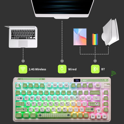 KZZI K75 PRO RGB 75% Wireless Gasket Mechanical Night Grey Keyboard, Triple Mode, Eternity Tactile Switch