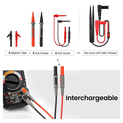 KAIWEETS Soft Silicone Electrician Test Leads Kit CAT III 1000V & CAT IV 600V with Alligator Clips and Needle Probe for Fluke/AstroAI/INNOVA Multimeter Electronic Clamp Meter 8PCS