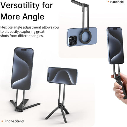 ULANZI MA30 Magnetic Phone Tripod Stand for iPhone - Aluminium Maglock Smartphone Mini Tripod Pocket Cell Phone Stand Dual-Sided Magnet Quick Mount Compatible with iPhone 16 15 14 13 12 Magsafe
(Dark Grey)