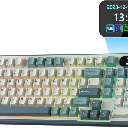 RK ROYAL KLUDGE S98 Mechanical Keyboard w/Smart Display & Knob, Top Mount 96% Wireless Mechanical Keyboard BT/2.4G/USB-C, Hot Swappable, Pale Green Switch 98 Keys