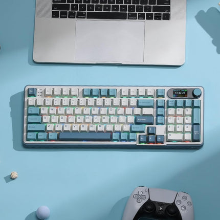 RK ROYAL KLUDGE S98 Mechanical Keyboard w/Smart Display & Knob, Top Mount 96% Wireless Mechanical Keyboard BT/2.4G/USB-C, Hot Swappable, Pale Green Switch 98 Keys