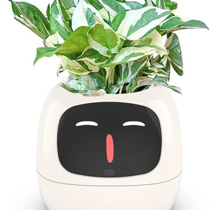 Intelligent Flower Pot, Electronic Bud, Maintenance Plant Assistant, Fun Interactive Flower Pot, Indoor Green Planting Monitoring, LCD Screen Display, Cell Phone APP Connection (White)