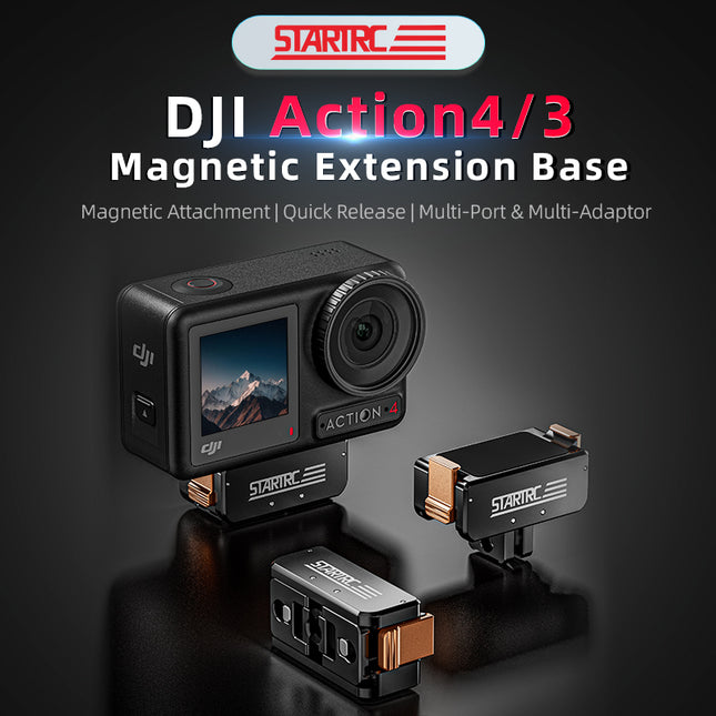 STARTRC Action 5 Pro Magnetic Adapter Mount for DJI Osmo Action 5 Pro/Action 4/Action 3 Quick Release Adapter with Connection Adapter Extension Base Accessories