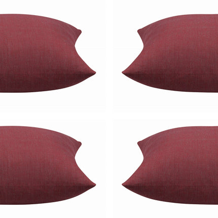 Pack of 4 Elements Deep Red Solid Base Colour Square Cushion Covers