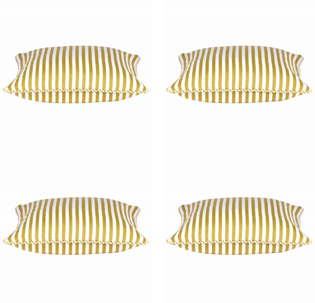 Pack of 4 Dandi Mustard Yellow & White Striped Square Cushion Covers 40x40cm