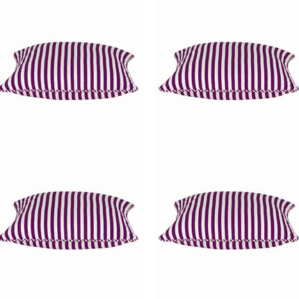Pack of 4 Dandi Fuchsia Plum Purple & White Striped Square Cushion Covers 40x40cm