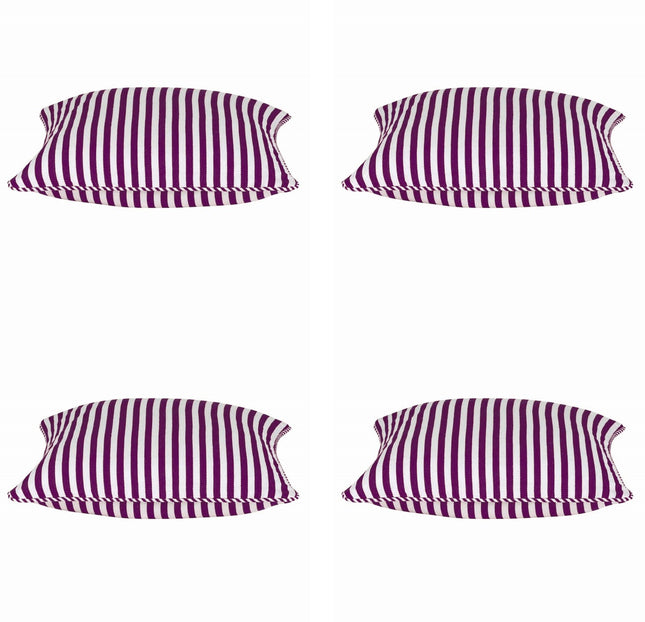 Pack of 4 Dandi Fuchsia Plum Purple & White Striped Square Cushion Covers 40x40cm
