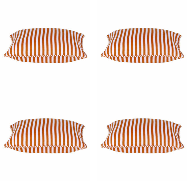 Pack of 4 Dandi Orange & White Striped Nautical Cushion Covers 40x40cm