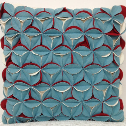 Pack of 4 Covers Amelie Aqua Blue & Red 3D Texture Cushion Covers