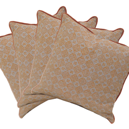 Pack of 4 Azuk Orange & Grey Cushion Covers 50cm x 50cm