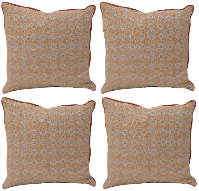 Pack of 4 Azuk Orange & Grey Cushion Covers 50cm x 50cm