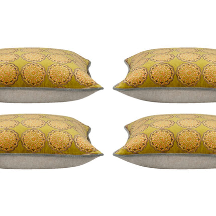Pack of 4 Duffy Mustard and Grey Square Cushion Covers