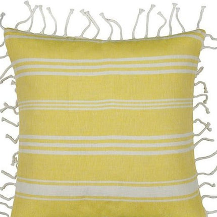 Pack of 4 Fresh Yellow & White Striped Cushion Cover with knotted edging