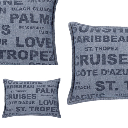 Pack of 4 Denim Sunshine Wording Cushion Cover Cruises, Caribbean, Love etc