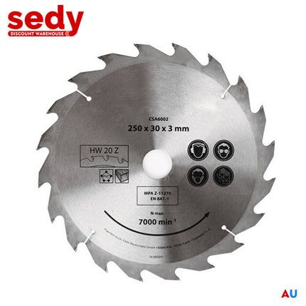 10X250MM Circular Saw Blade 20T Disc Saw Blade Wood Timber Cutting 30/20/16mm Bore