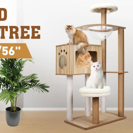 VaKa 1.42M Cat Tree Tower Scratching Post Scratcher Cats Condo House Bed Furniture