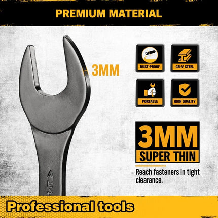 ELEAD 19Pcs 3mm Super Thin Wrench Set SAE Metric Chrome Vanadium Steel Tools