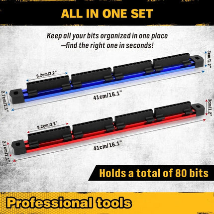 ELEAD 2Pcs Magnetic 1/4" Slidable Drill Bit Holder Screwdriver Organizer Garage