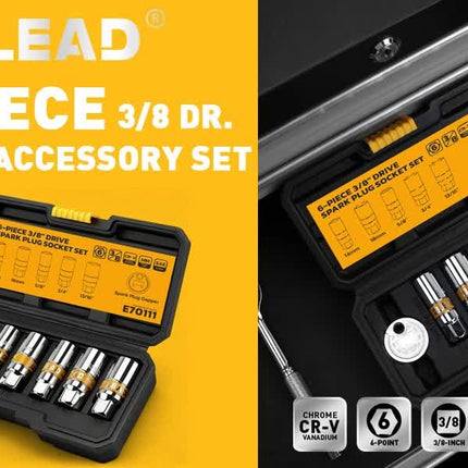 6Pcs 3/8" Drive Spark Plug Socket Set Spark Plug Gapper SAE & Metric CR-V Socket