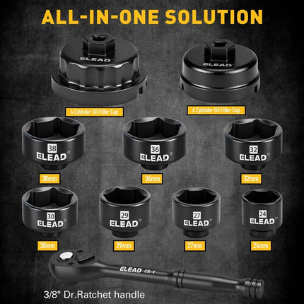 6Pcs 3/8" Drive Spark Plug Socket Set Spark Plug Gapper SAE & Metric CR-V Socket