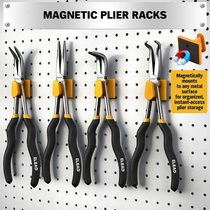 ELEAD 5Pcs 11" Long Reach Needle Nose Pliers Set w/ Magnetic Racks&Roll-Up Pouch