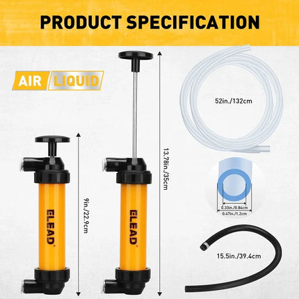 ELEAD Fuel Siphon Pump Oil Liquid Transfer Hand Pump Hose Kit Gas Air Manual