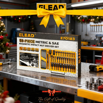 ELEAD 58Pc Magnetic Impact Nut Driver Set SAE Metric CR-V Socket Adapter w/case