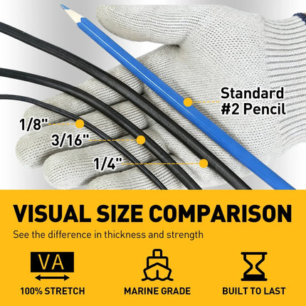 ELEAD 3/16" x 110FT Heavy Duty Bungee Cord Roll 5mm Marine Grade Shock Cord