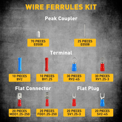 ELEAD 321Pcs Electrical Wire Connectors Kit Assorted Terminals Ferrules Set