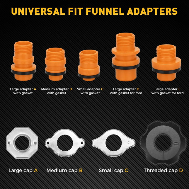 ELEAD 20Pcs No-Spill Coolant Funnel Kit Radiator Refill Bleeder Adapter Set