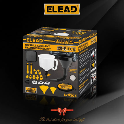 ELEAD 20Pcs No-Spill Coolant Funnel Kit Radiator Refill Bleeder Adapter Set