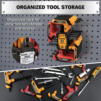 14Pcs T-handle Allen Wrench Set Metric & SAE Portable Hex Key Long Arm Allen Key
