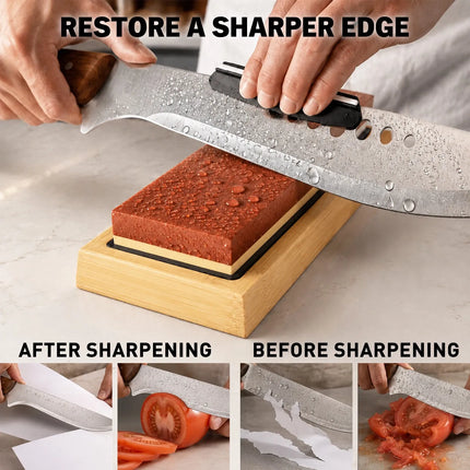 ELEAD 12pcs Knife Sharpening Kit 400/1000 3000/8000 Grit Whetstone Bamboo Base