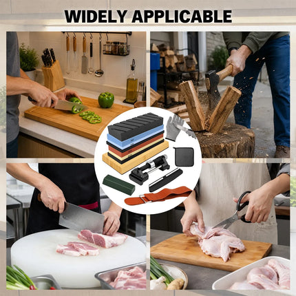 ELEAD 12pcs Knife Sharpening Kit 400/1000 3000/8000 Grit Whetstone Bamboo Base