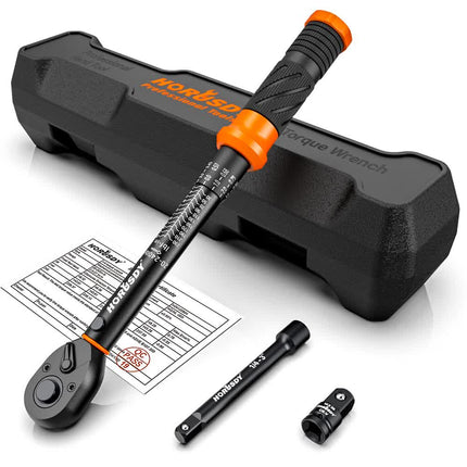 3Pc 1/4" Drive Click Torque Wrench Ratchet Socket Adaptor Extension WorkShop