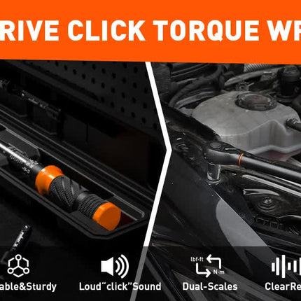 4Pc 3/8" Drive Click Torque Wrench Ratchet Socket  Adaptor Extension WorkShop