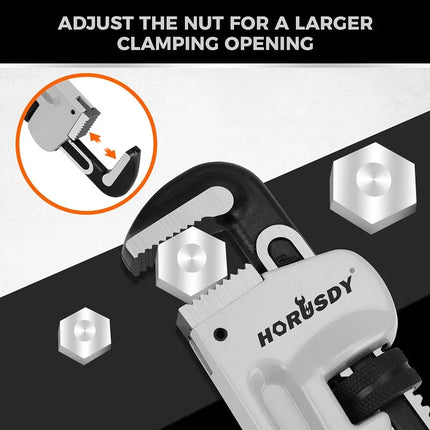 HORUSDY 3PCS Aluminum Straight Pipe Wrench Set 10" 14" 18" with Alloy Steel Jaws
