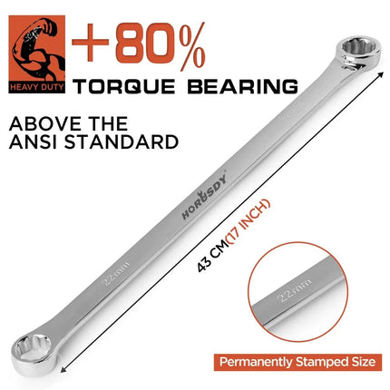 HORUSDY 8Pc Extra Long Aviation Spanner Set Double Ring Wrench 8-24mm 12 Point