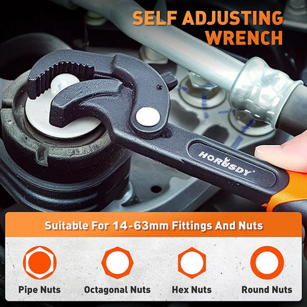 HORUSDY 2Pc Adjustable Wrench Quick Multi-Function Spanner Power Grip Pipe Set
