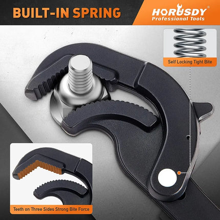 HORUSDY 2Pc Adjustable Wrench Quick Multi-Function Spanner Power Grip Pipe Set