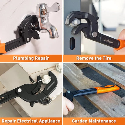 HORUSDY 2Pc Adjustable Wrench Quick Multi-Function Spanner Power Grip Pipe Set